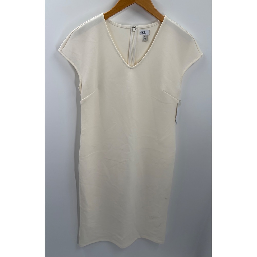 Nordstrom Rack Womens Cap Sleeve V-Neck Sheath Dress Cream Ivory RK505295MI M